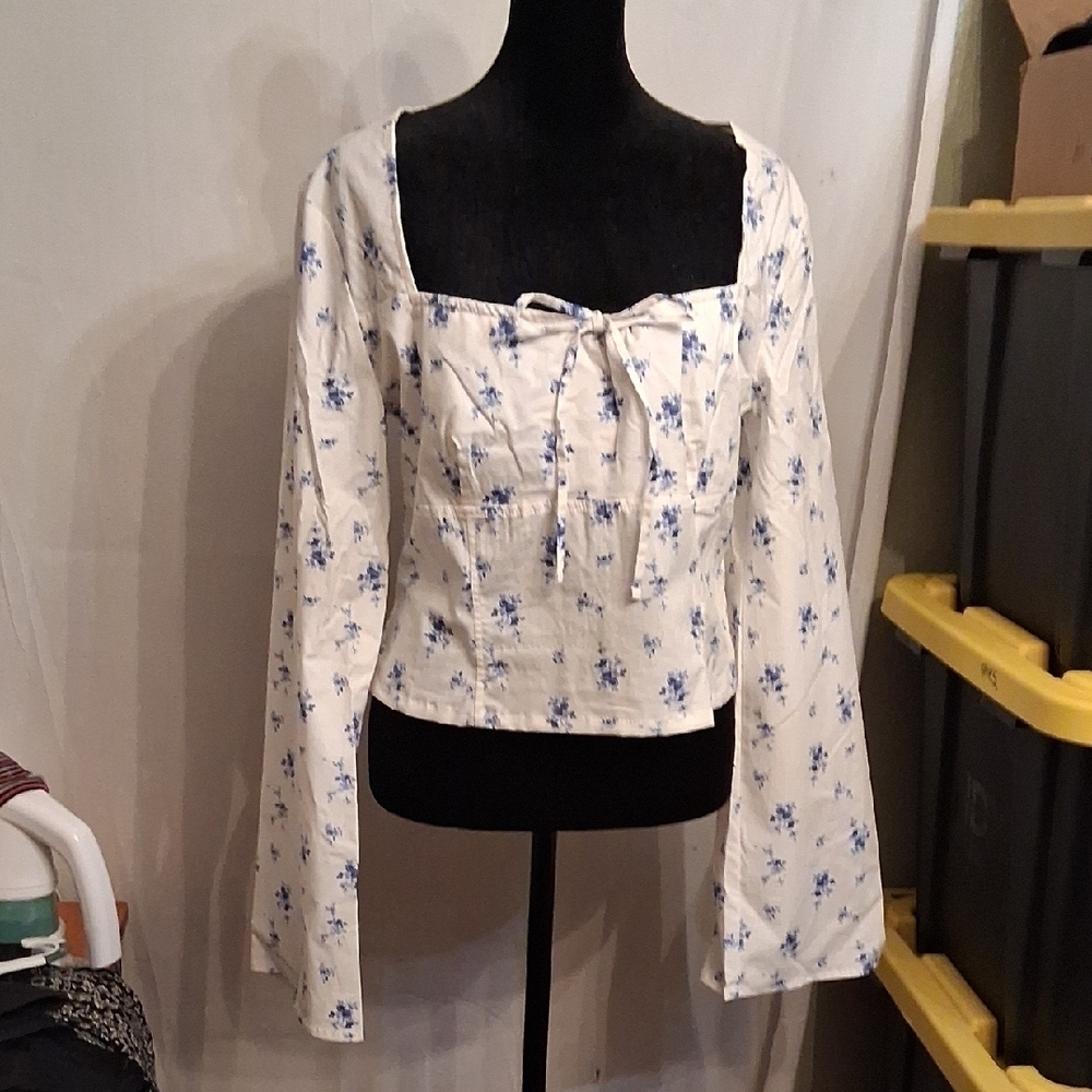Wild Fable Floral Crop Shirt Size Large